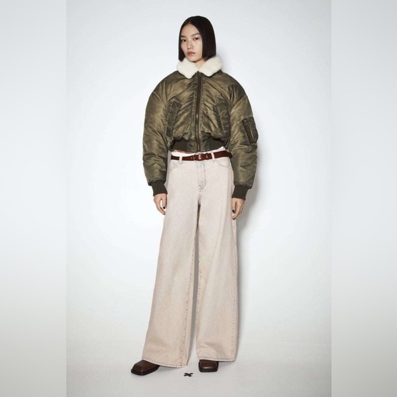 ZARA ~ DISTRESSED EFFECT NYLON BOMBER Jacket - Picture 5 of 17